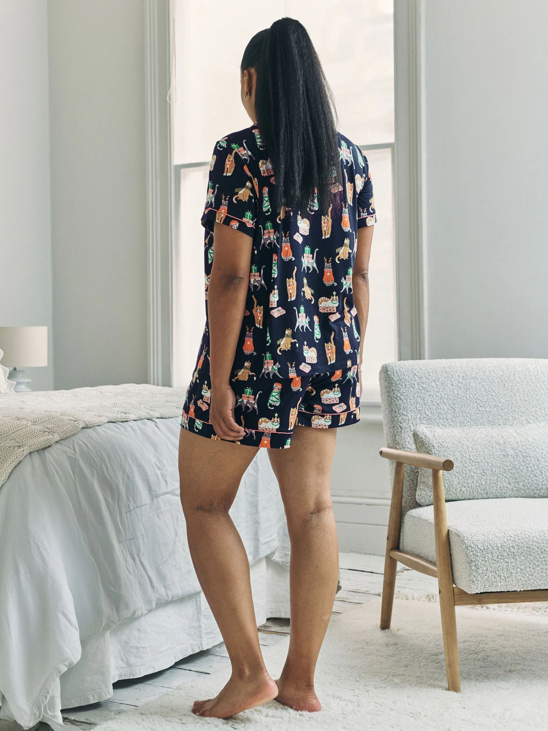 Chelsea Peers Christmas Cats Print Short Pyjamas Set