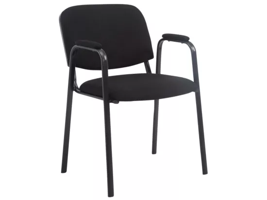Lot de 4 Chaise de conférence - Tissu & Métal noir mat - Noir - Ken Pro
