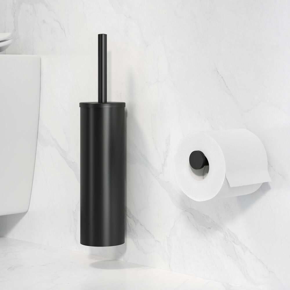 Geesa Nemox toiletborstel met houder zwart met zwarte borstelkop