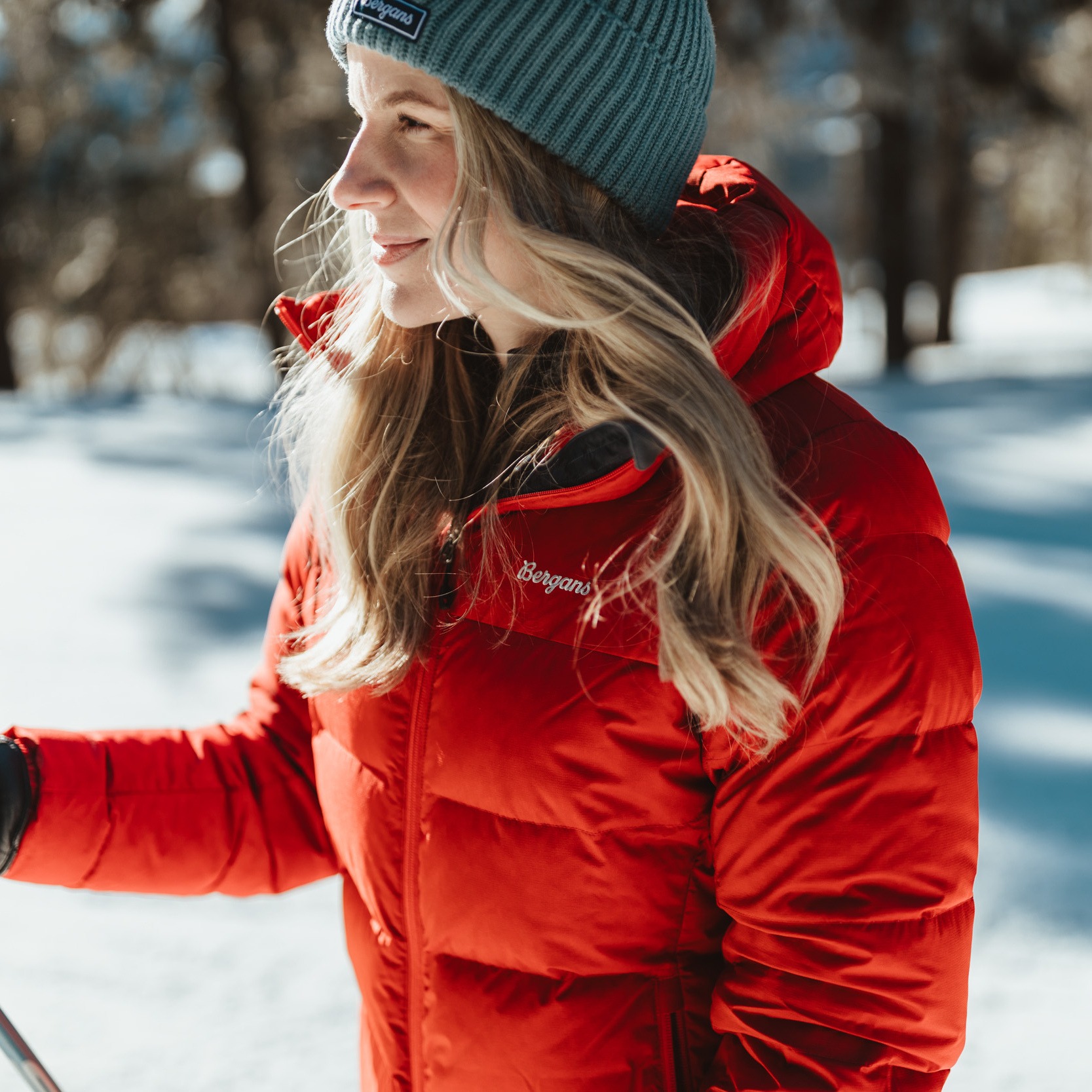 Warm Down Jacket Dame Dark Brick