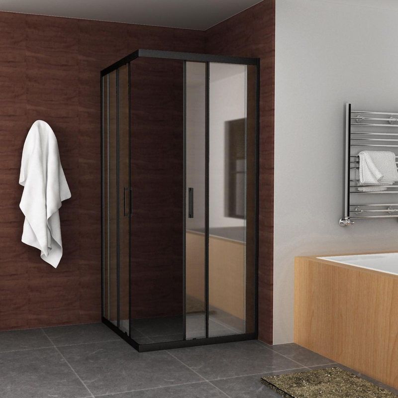 Douchecabine - Boss & Wessing - Hoekinstap - Mat Zwart - 100x100x200cm - 8mm Helder Glas
