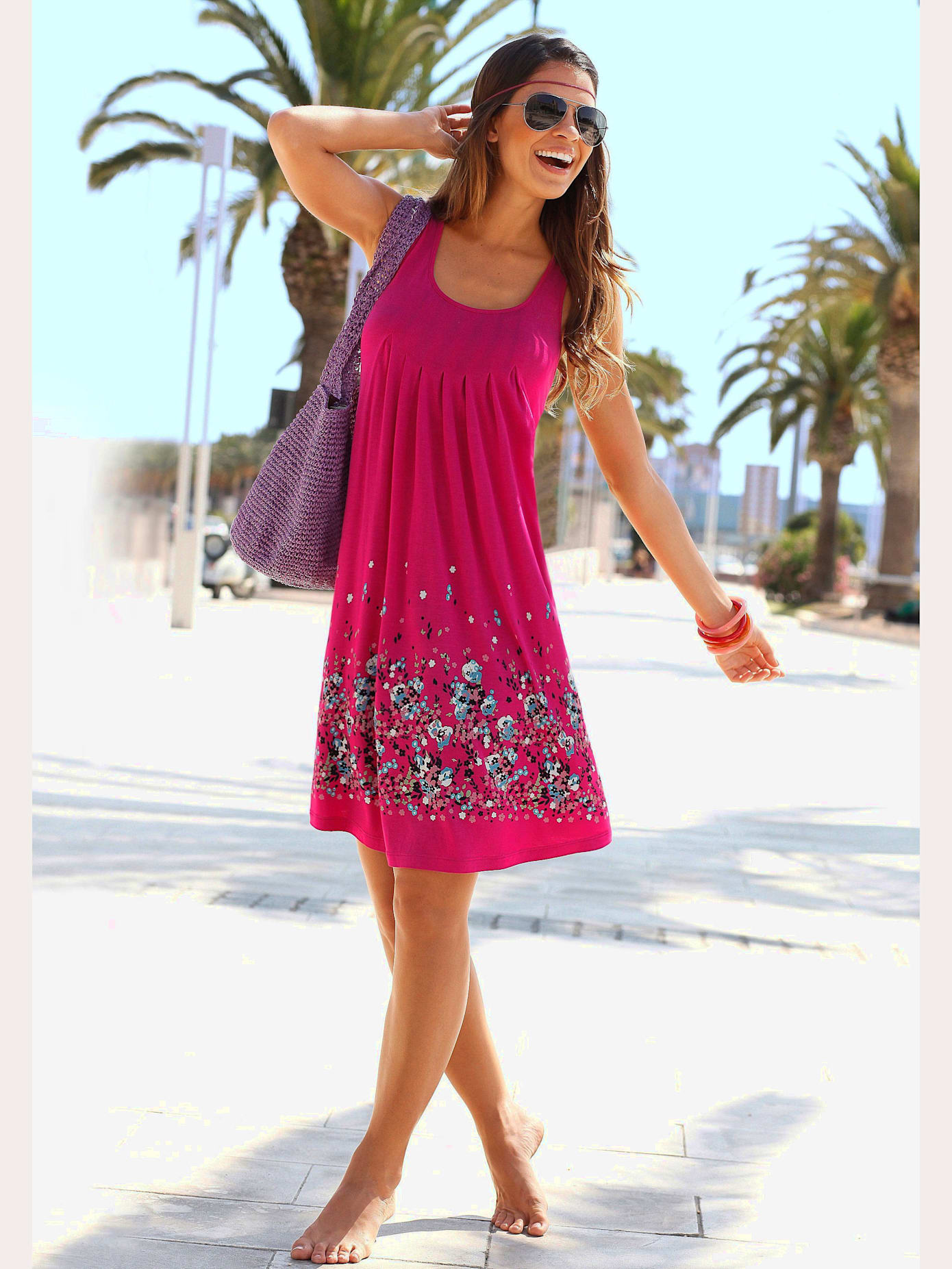 Robe de plage robe d'été imprimée sans manches