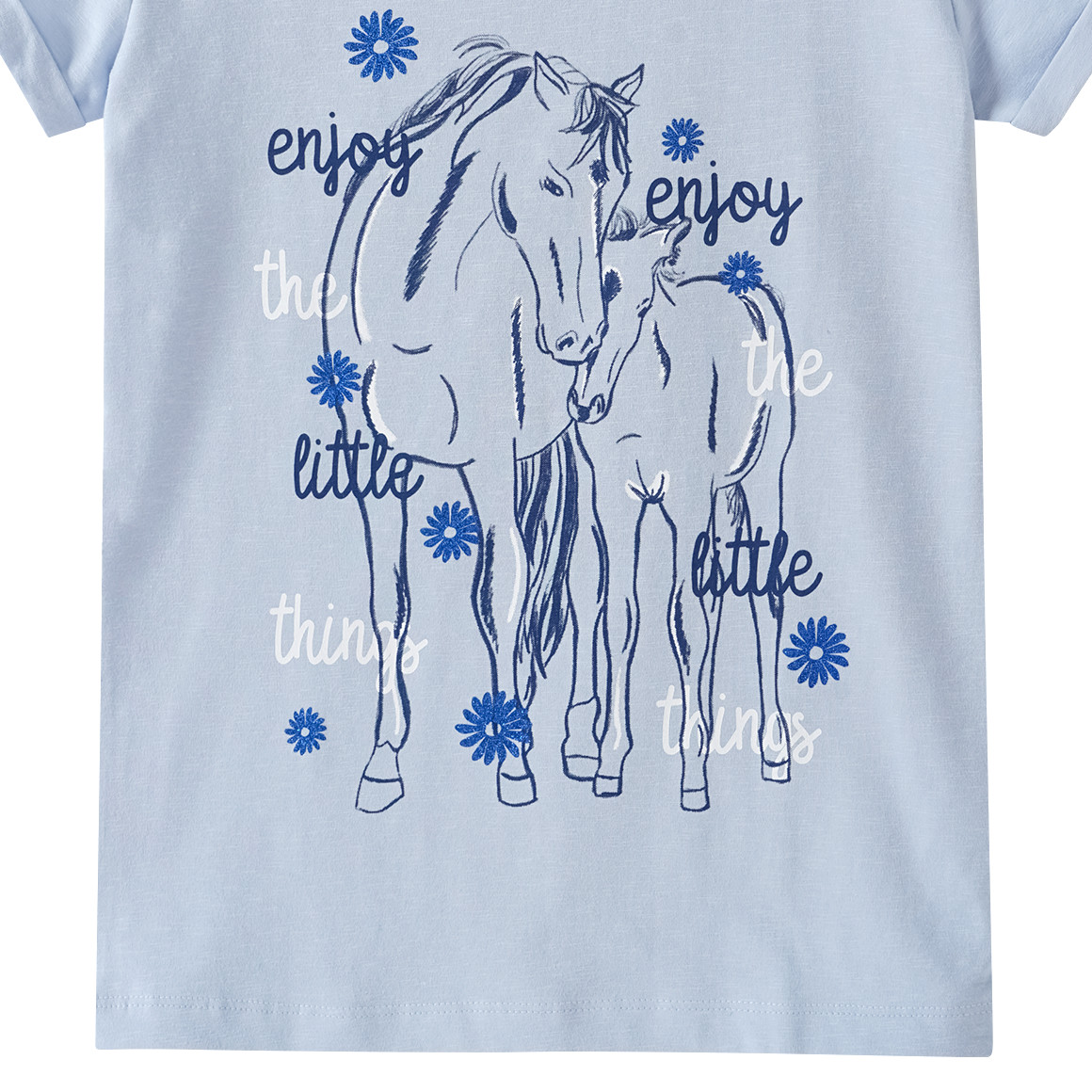 Yigga Mädchen T-Shirt mit Pferde-Print hellblau
