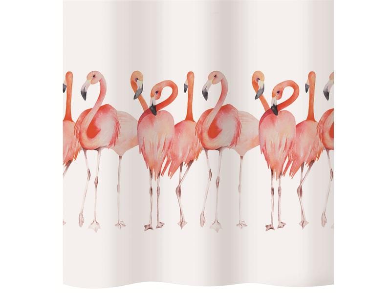 diaqua® Duschvorhang Flamingo 120 x 200 cm, Rosa/Weiss Badevorhang