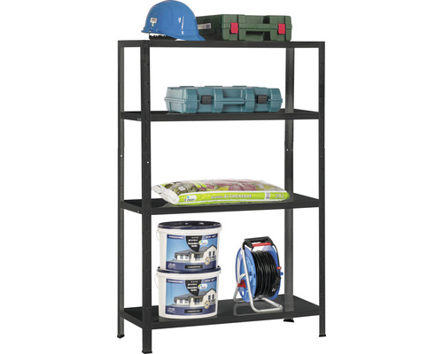 Schulte modulaire stellingkast, zwart structuur, 180x100x35 cm, 4 legplanken, draagvermogen 260 kg