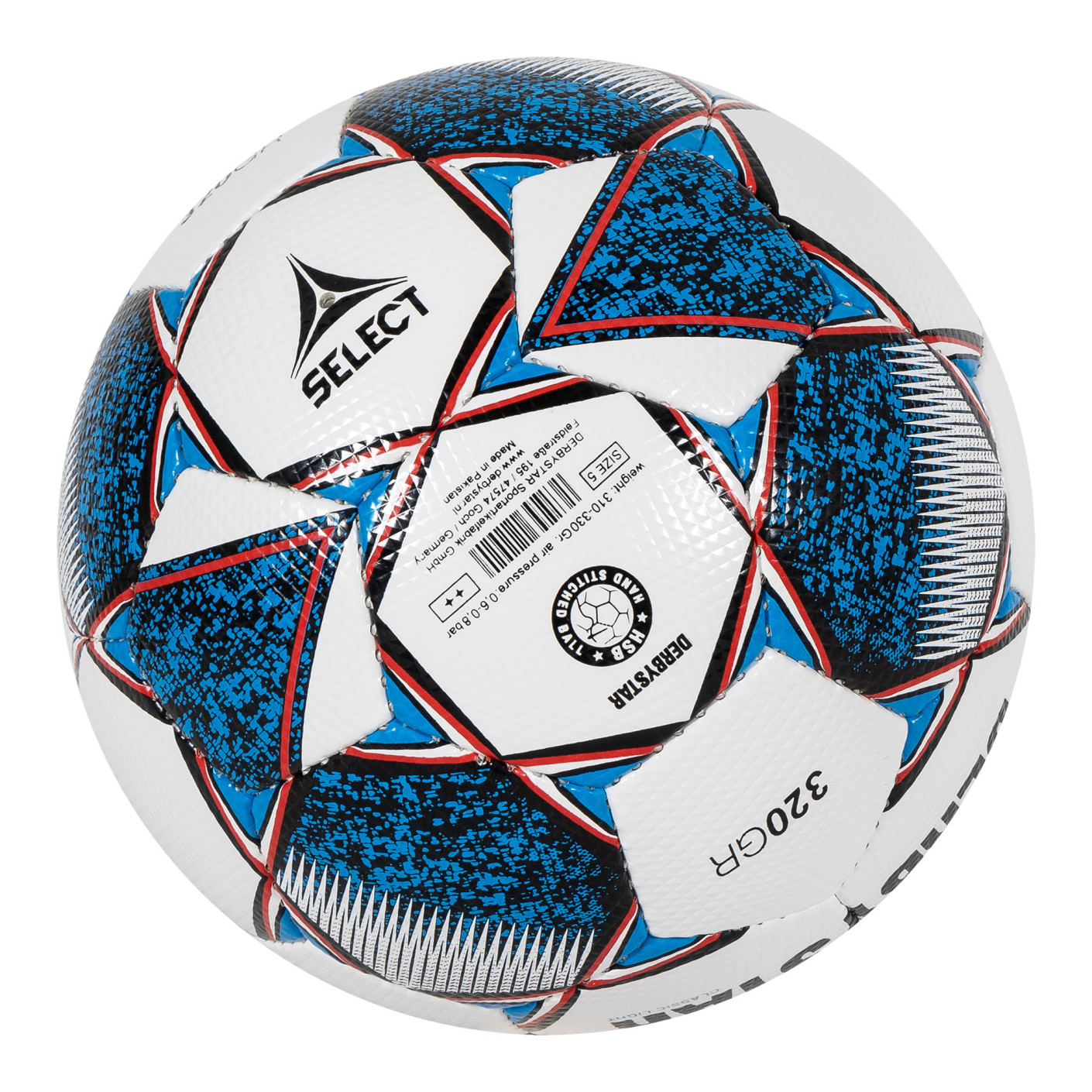 Derbystar Classic Light II 320G Voetbal Maat 5 Wit Blauw Rood