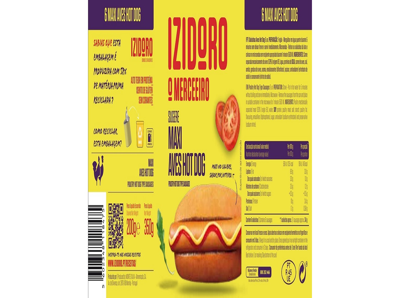 SALSICHAS AVES HOTDOG IZIDORO 6 UN