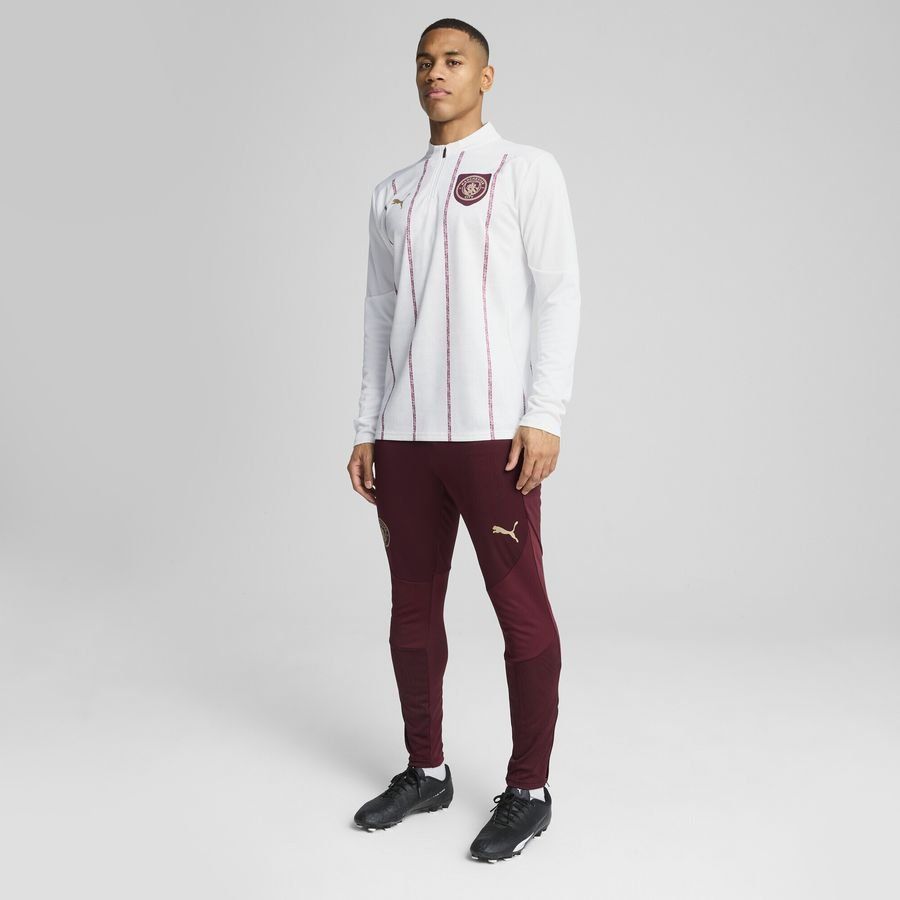 Manchester City Maillot d'Entraînement Avant-Match Fermeture Éclair 1/4 - Blanc/Dark Jasper