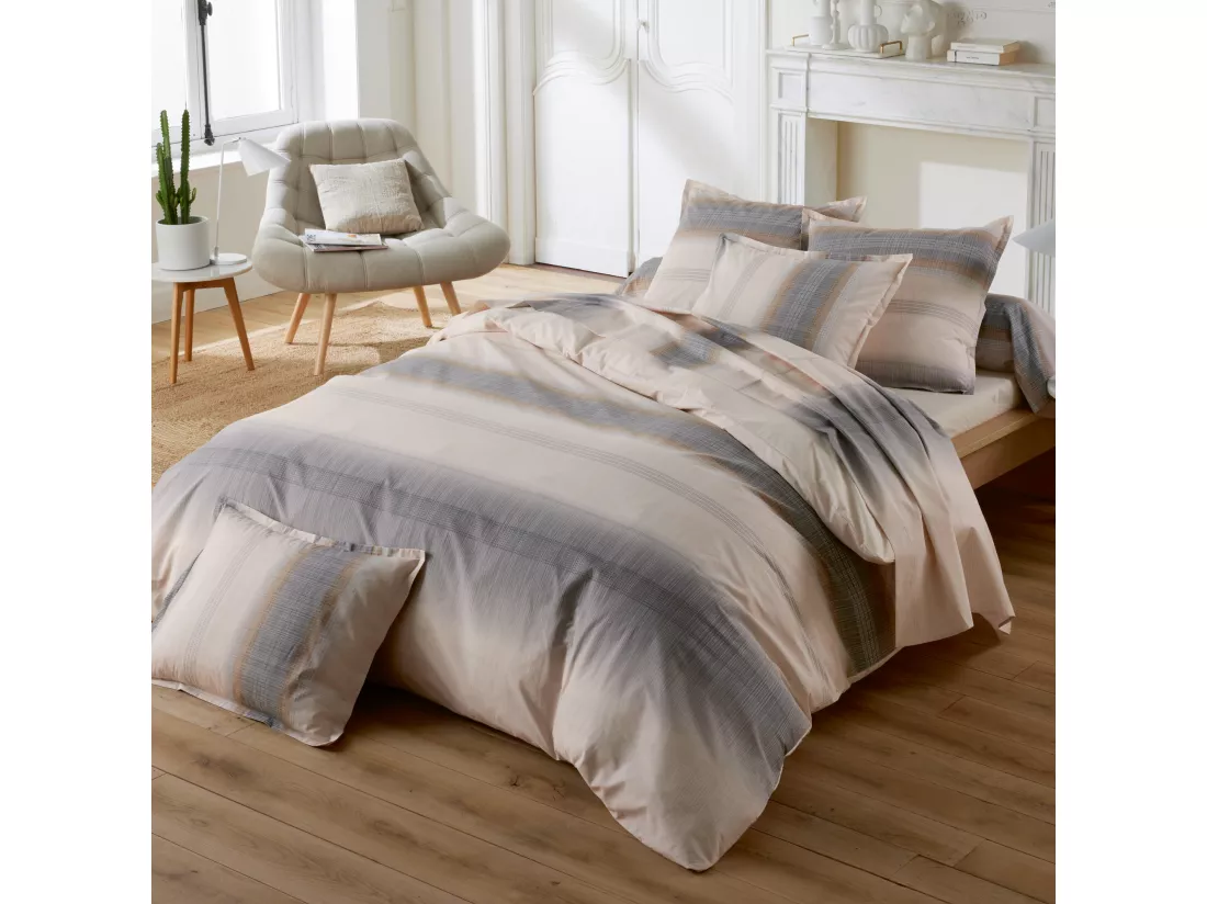 Taie de traversin 200x43 cm percale coton ESTEBAN Beige