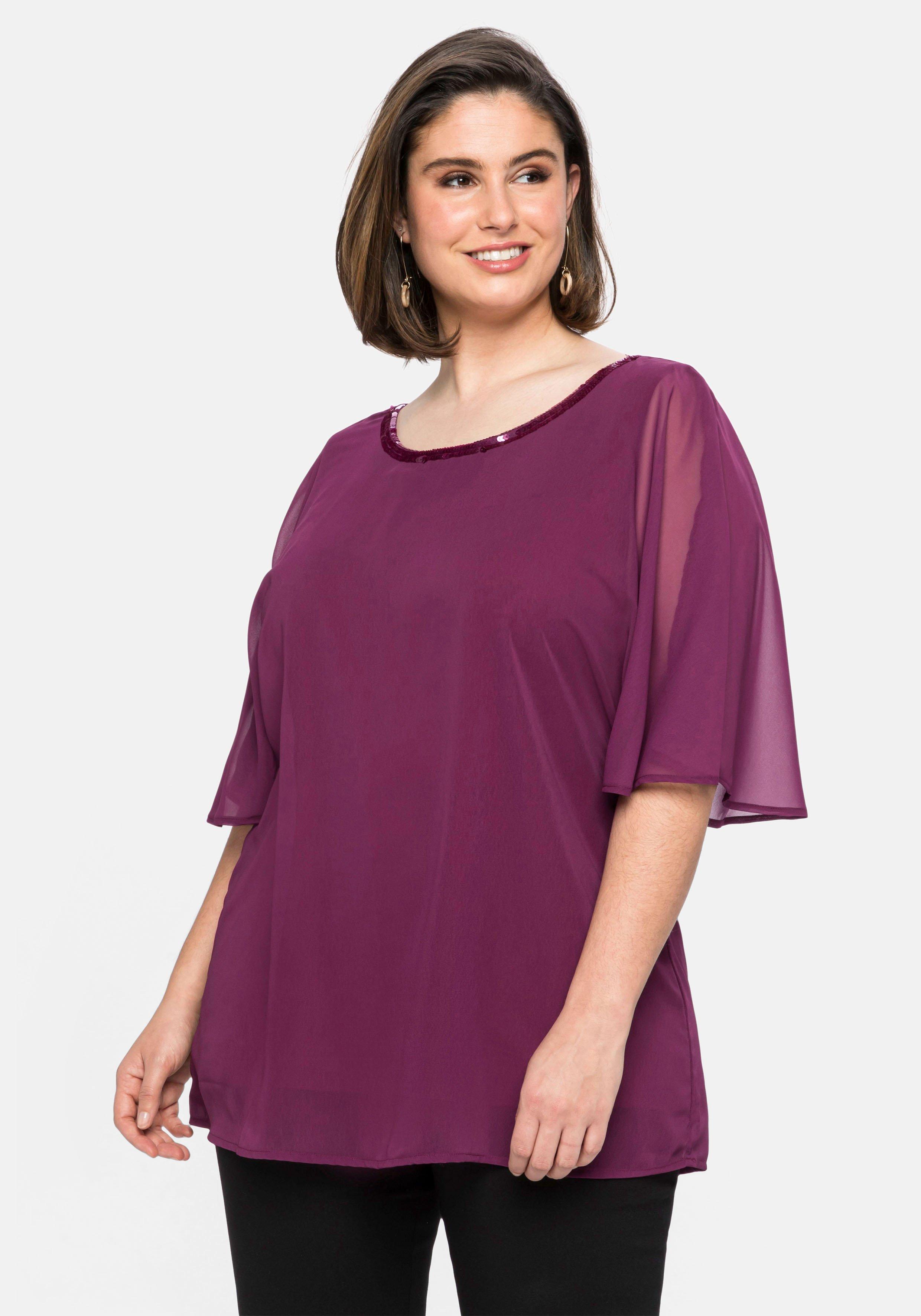 Chiffontunika mit Flügelärmeln und Innentop