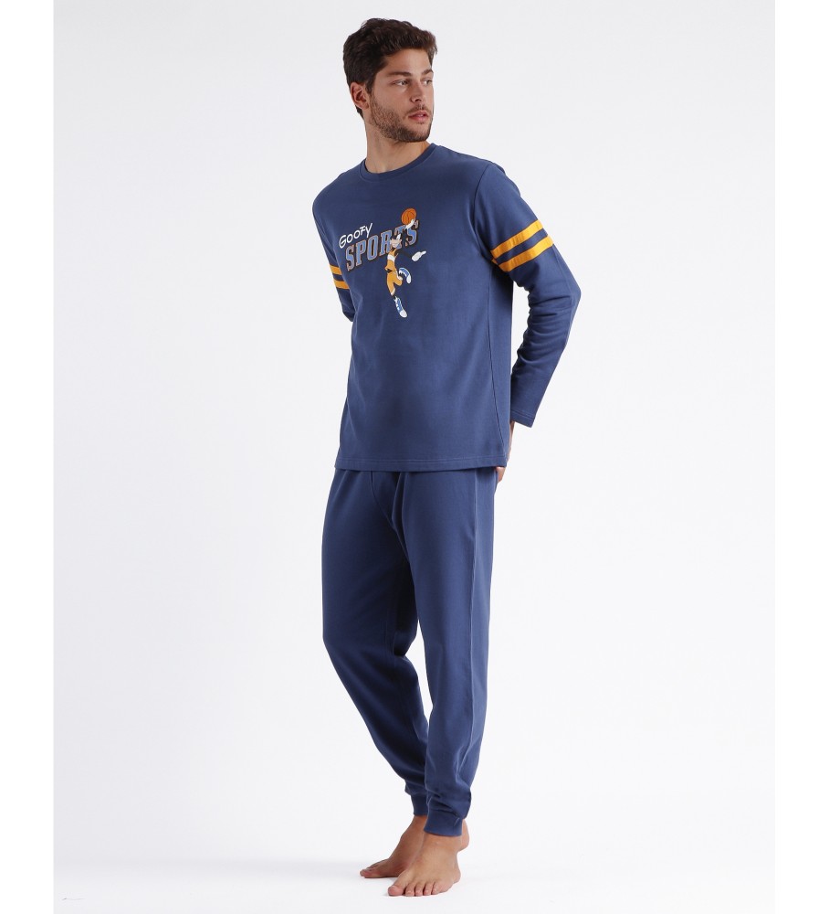 Pijama de manga comprida azul com estampa do Pateta da Disney