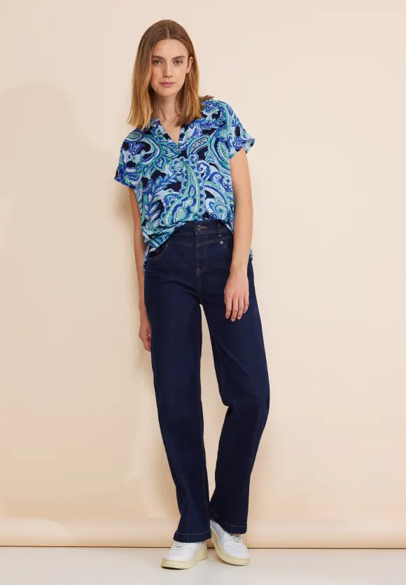 Print Blusenshirt - intense aqua