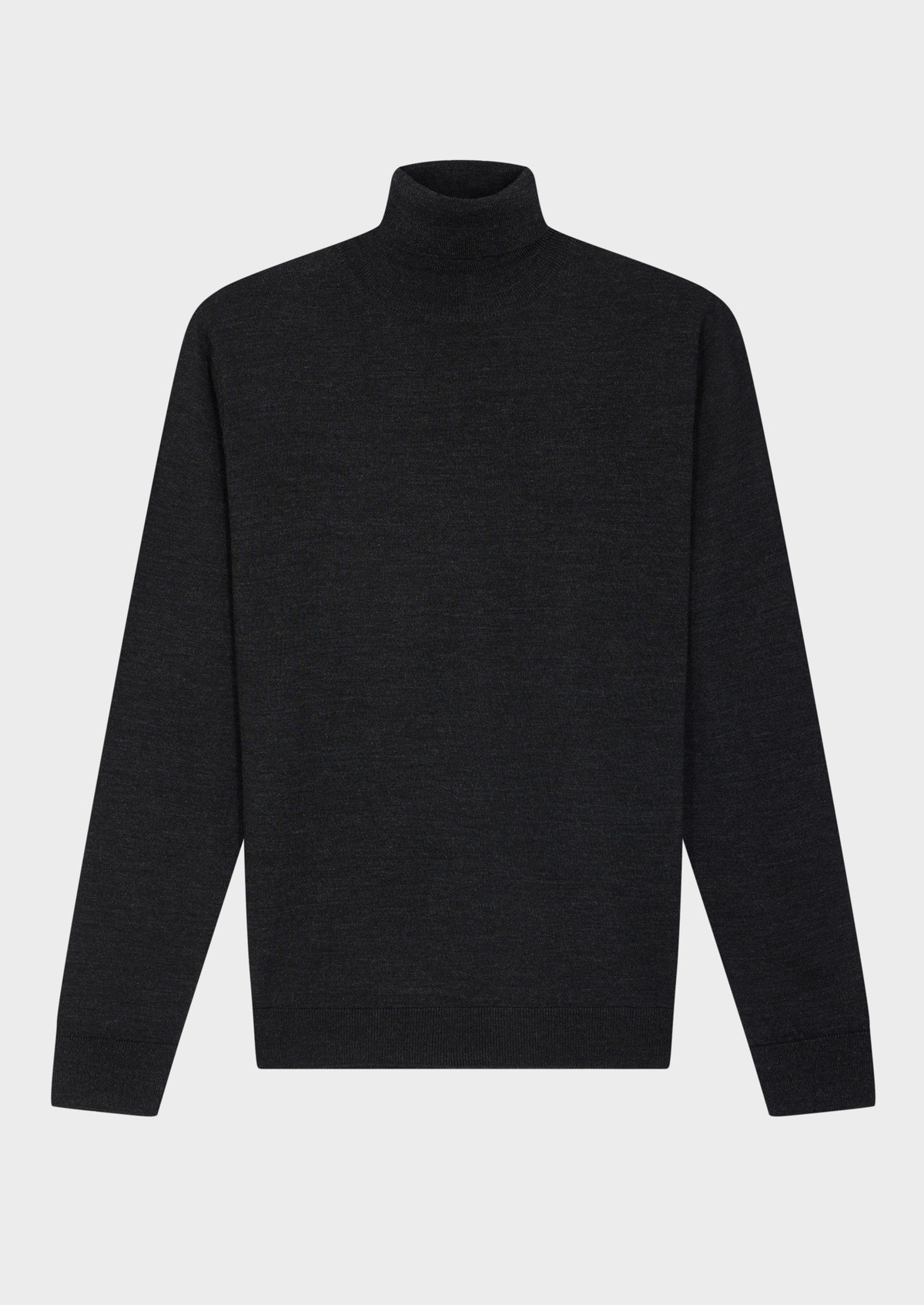 Pull col roulé en laine Mérinos mélangée unie anthracite
