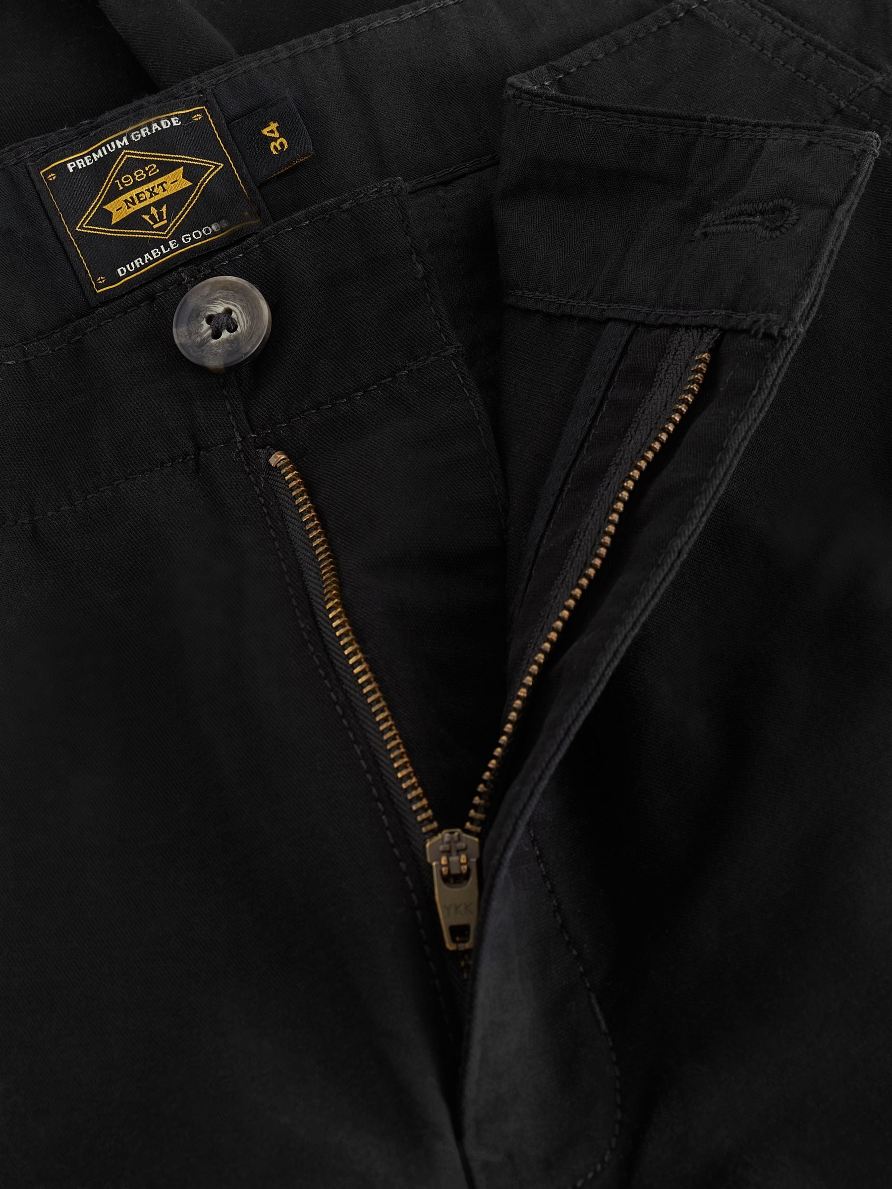 Zwart - Slim Fit - Katoenen cargostretchbroek