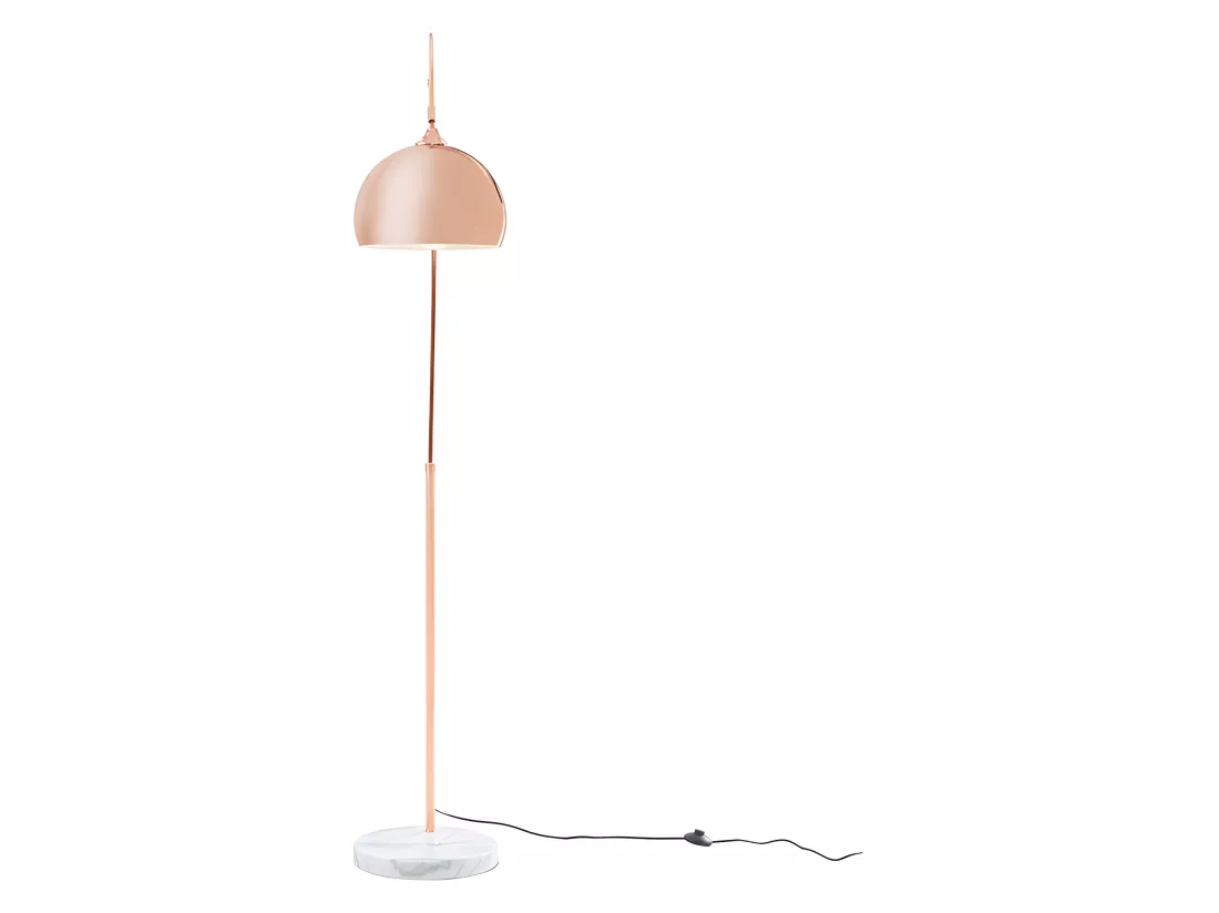 Grand lampadaire arc style art déco - Métal et marbre - H. 180 cm - Cuivré - OMBRAGE