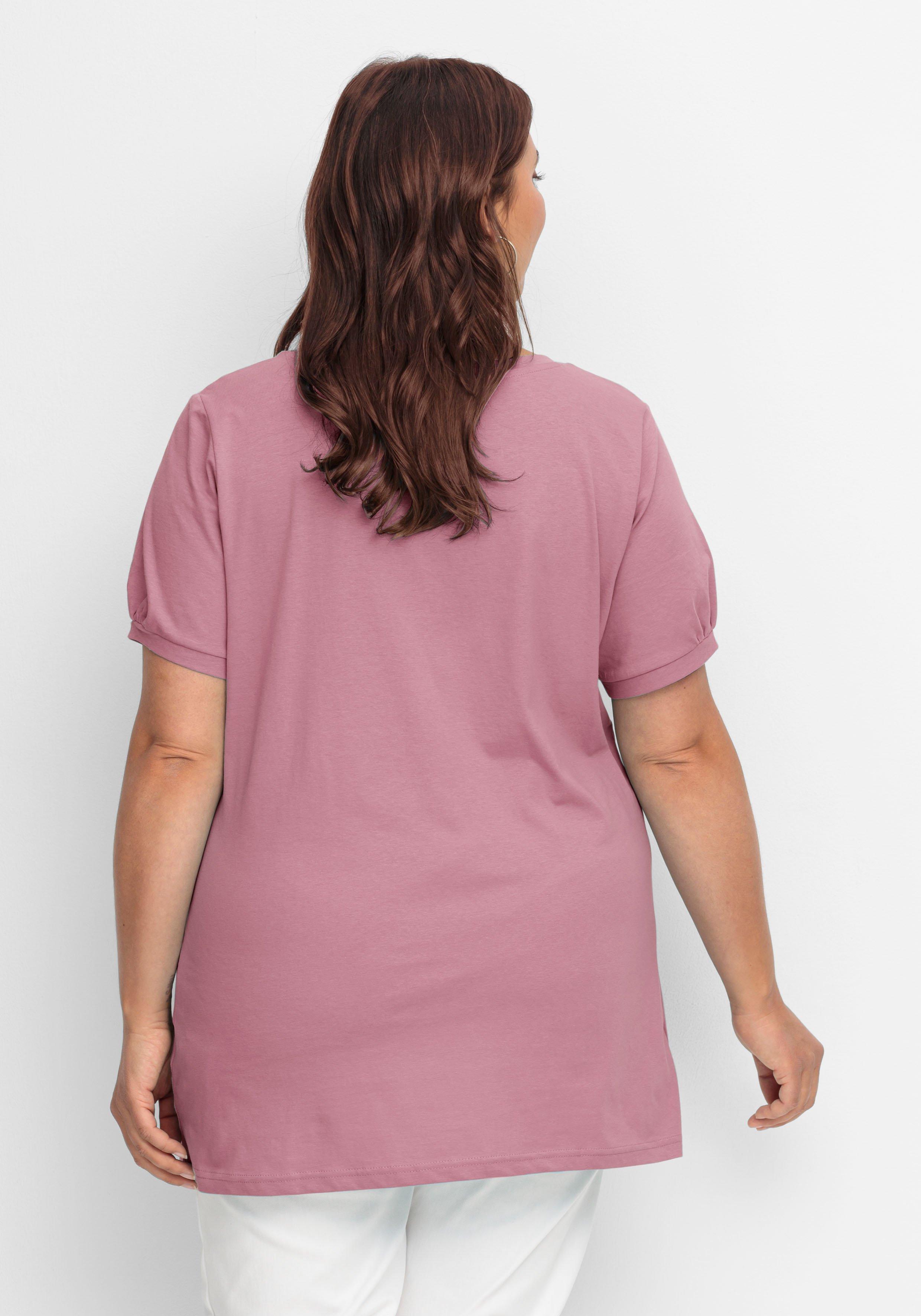Longshirt mit Zierknöpfen am Ausschnitt