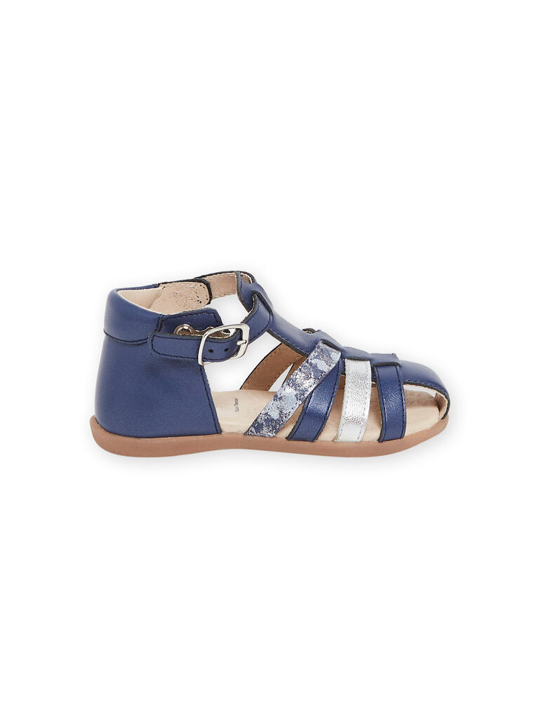 Sandales montantes bleu marine en cuir