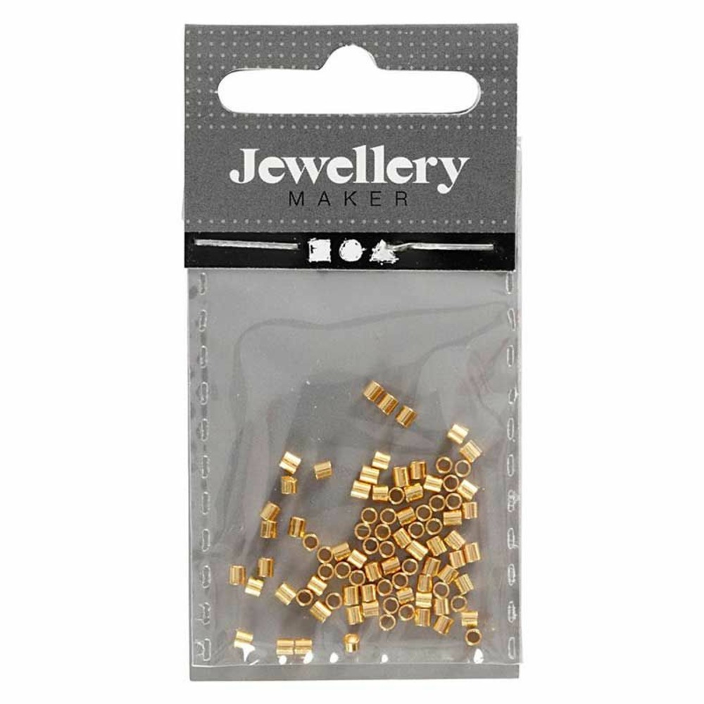 80 perles dorées en tube à écraser ø 2 mm