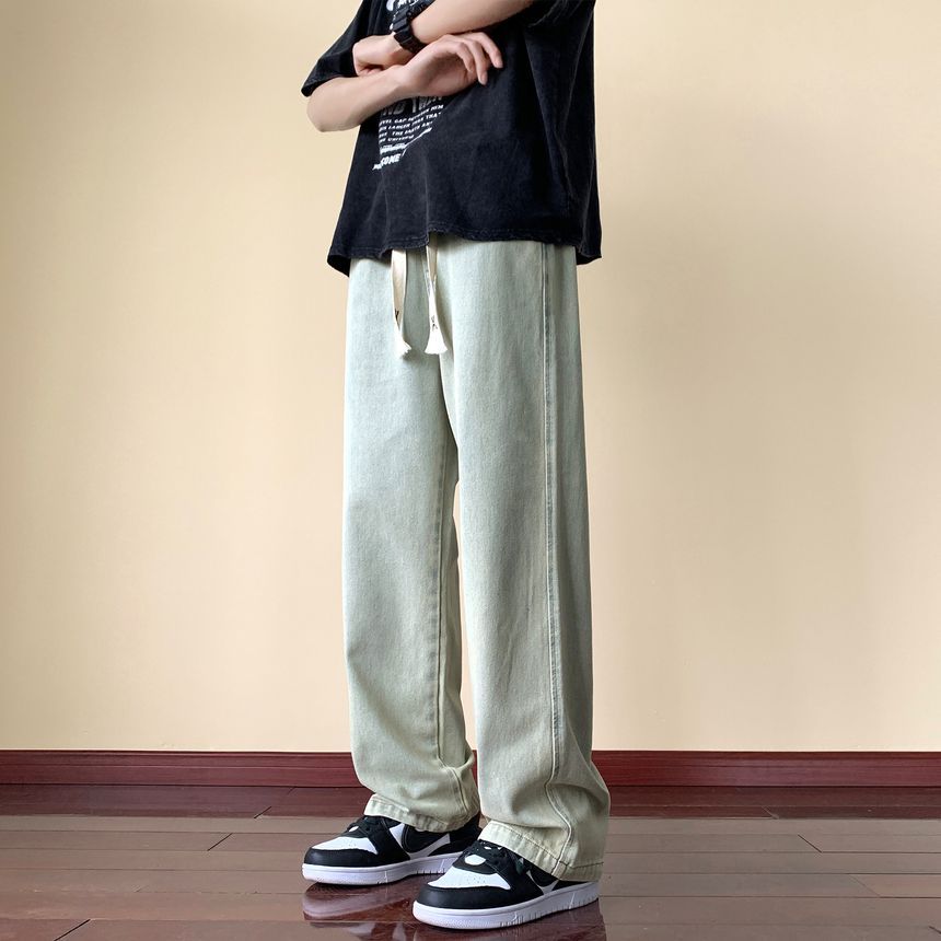 Breeson - Low Rise Washed Wide Leg Jeans