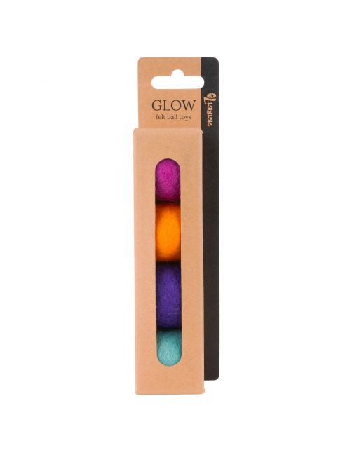 District 70 Glow Felt Ball Toys - Kattenspeelgoed - 4x35 mm Assorti