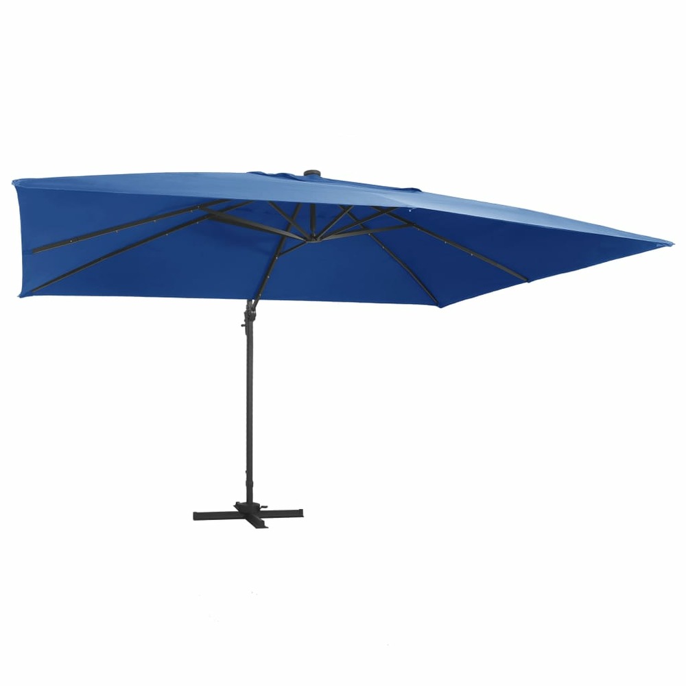 Parasol déporté avec lumières led aluminium 400 x 300cm bleu
