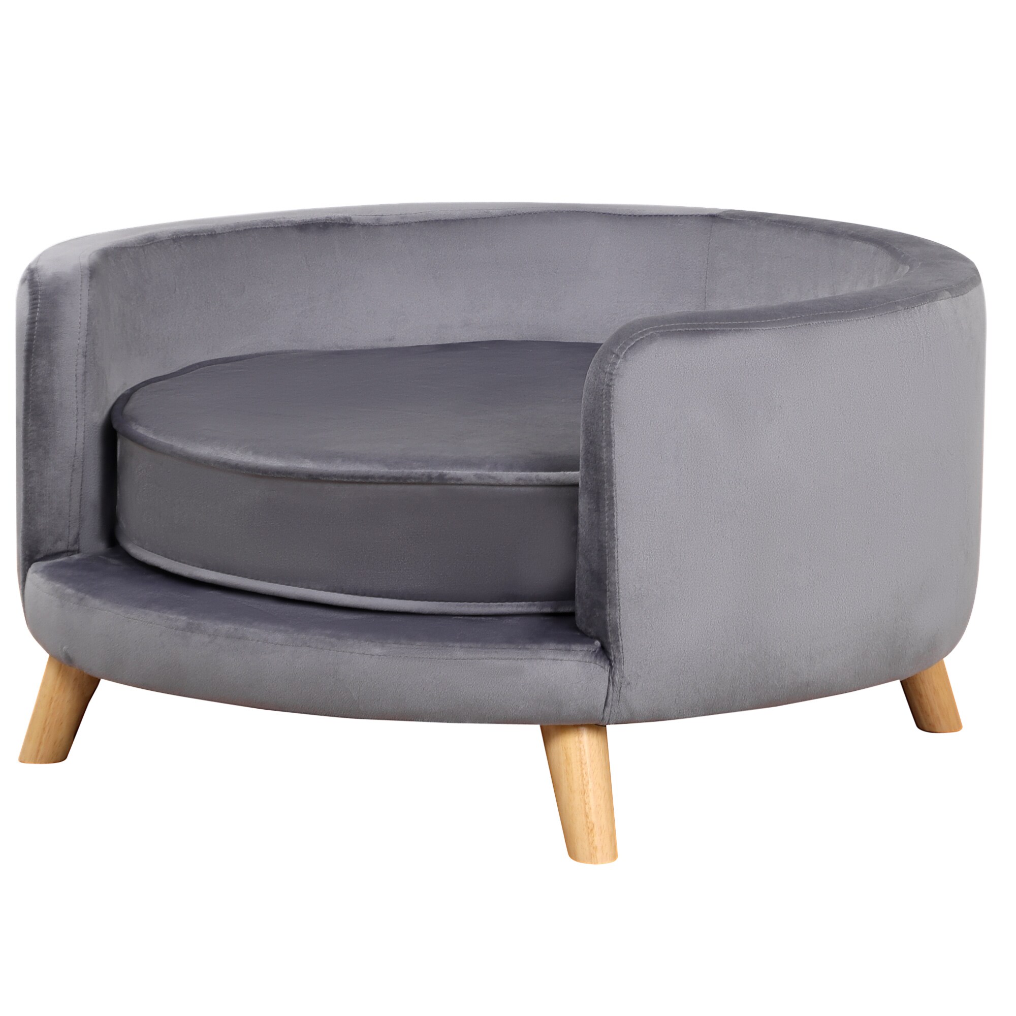 PawHut Hundebett mit Holzbeine grün 68L x 68B x 35Hcm