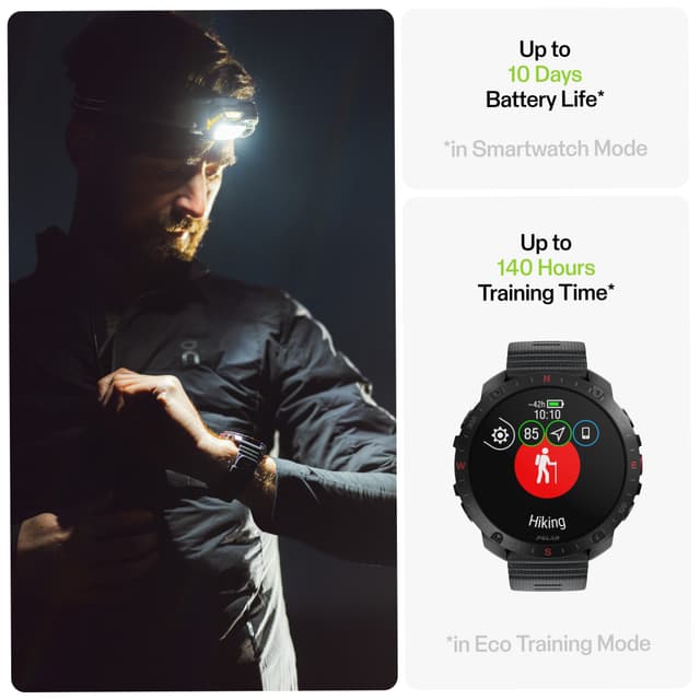 Polar Grit X2 Pro sportsur S-L med pulsmåler (sort)