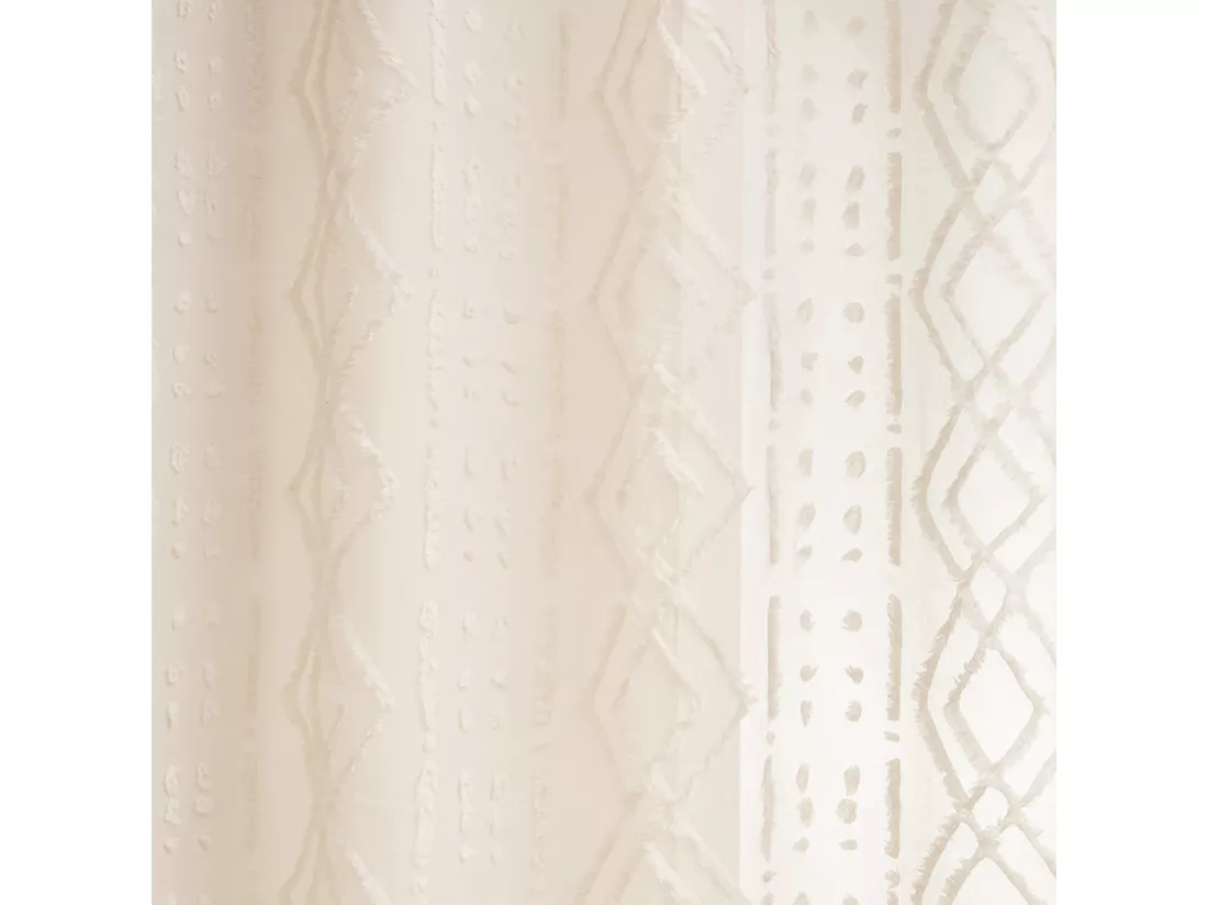 Voilage à œillets Beige Lin motif Jacquard 140 x 240 cm