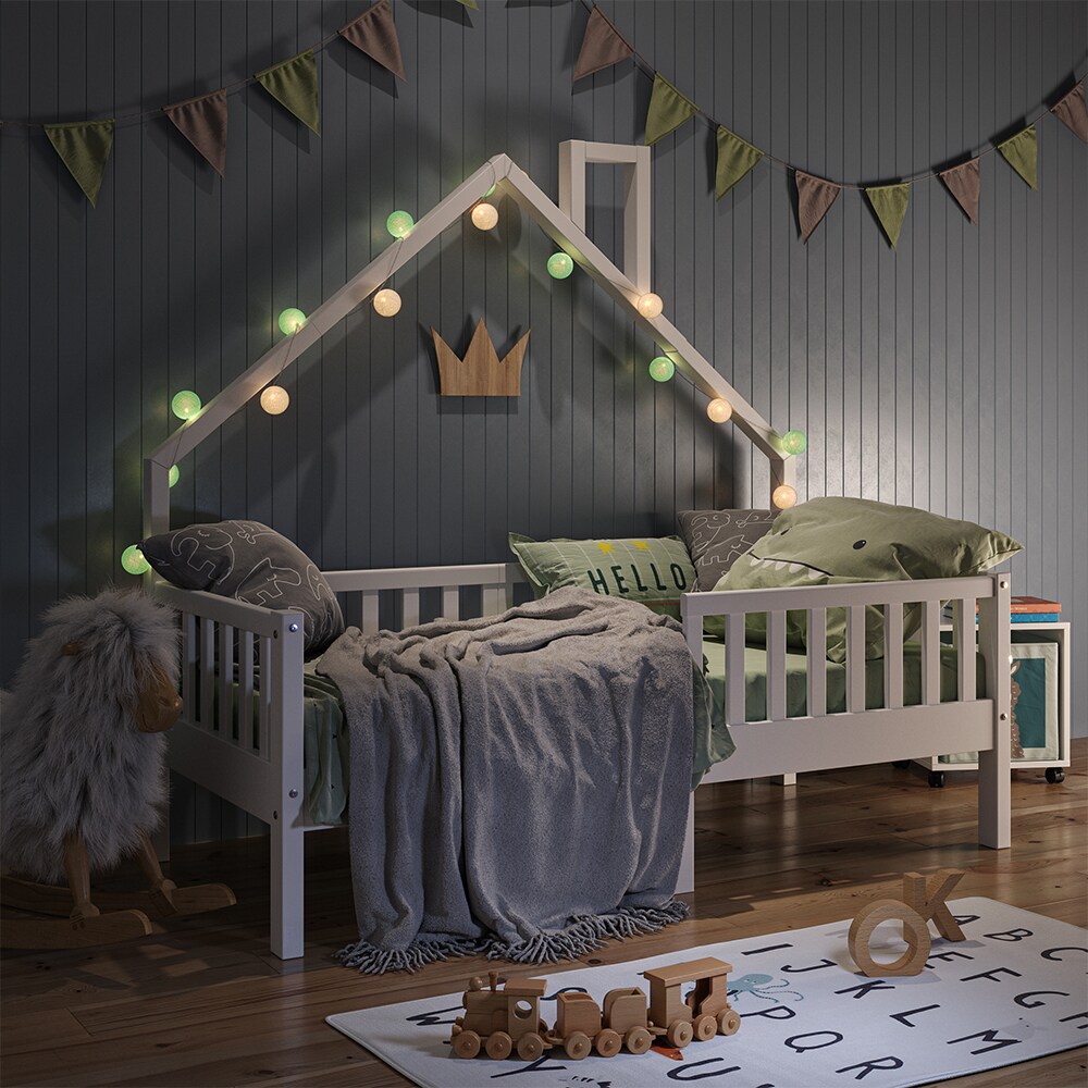 VitaliSpa Hausbett Kinderbett Spielbett Noemi 80x160cm weiß Rausfallschutz