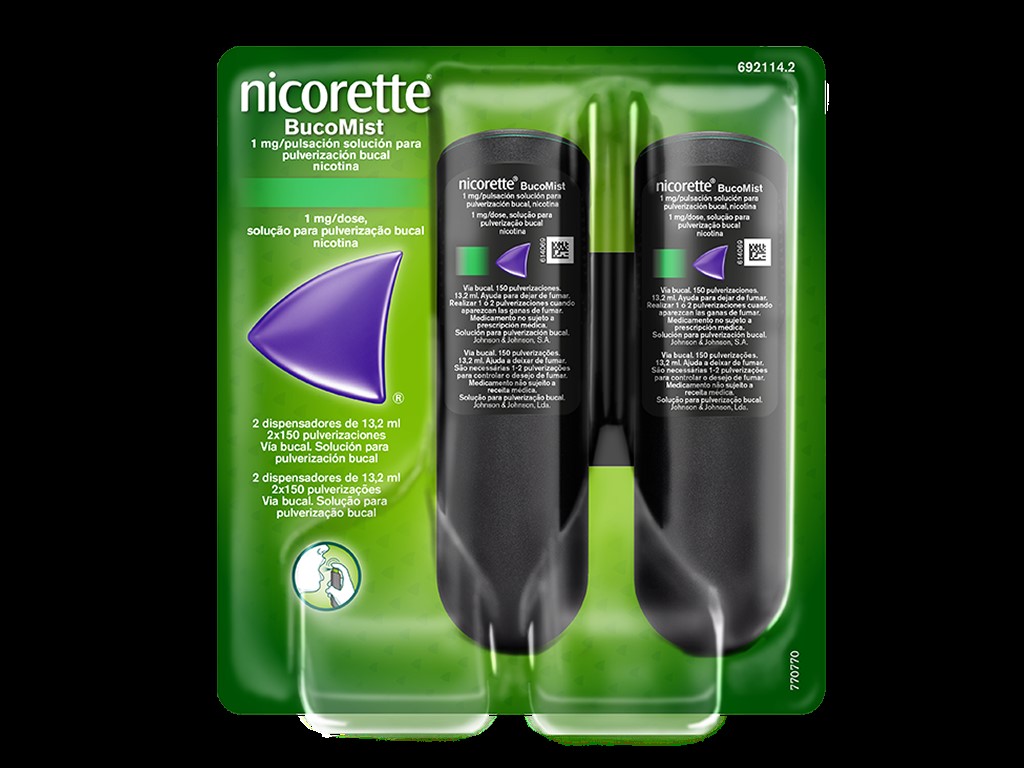 SPRAY BUCAL NICORETTE BUCOMIST 1MG/DOSE 2X150 DOSES