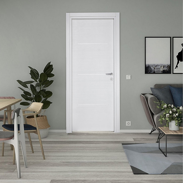 Bloc-porte Triaconta blanchi H.204 x l.73 cm, poussant gauche