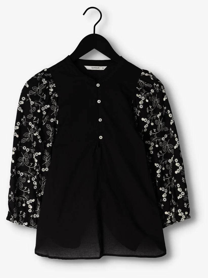 SUMMUM zwarte summum blouse shirt cotton embroidered