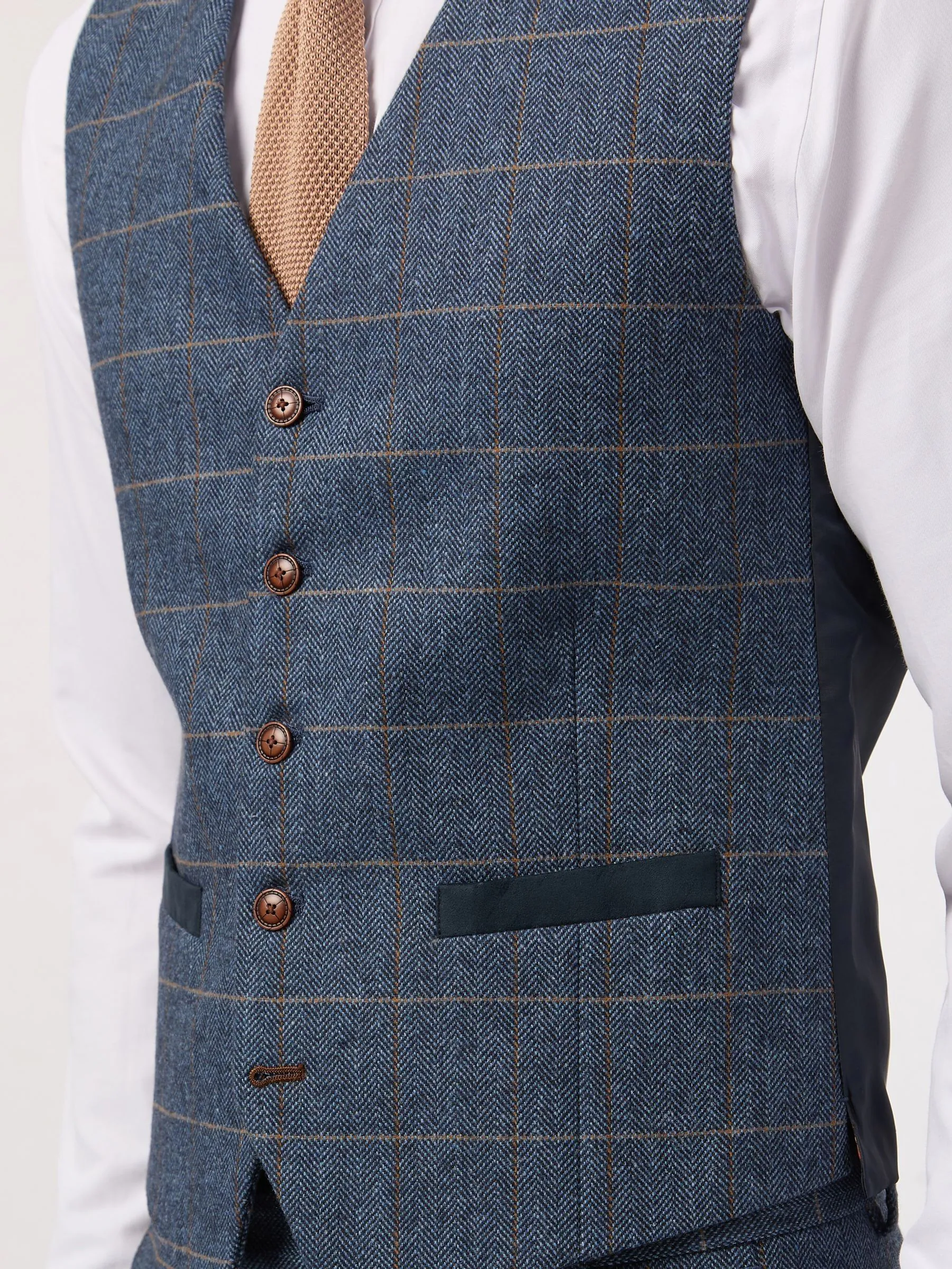 Antique Rogue Lenox Denim Check Waistcoat