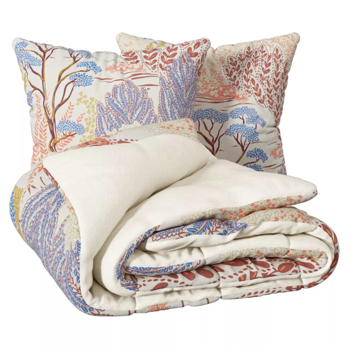 Housse de couette et deux taies coton (240 x 220 cm) Walaa Multicolore