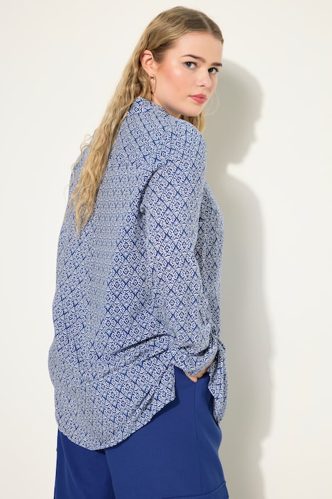 Hemdbluse, Boxy Shape, grafischer Print, Hemdkragen, Langarm