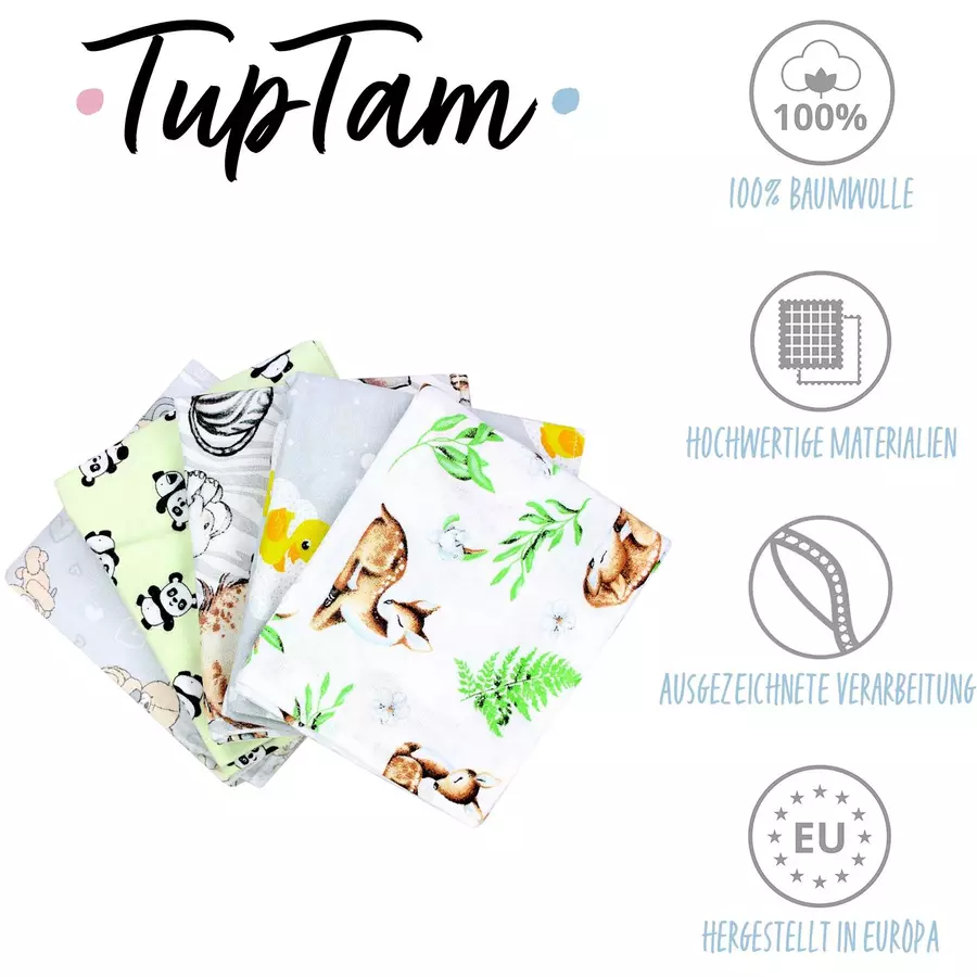 TupTam Baby Moltontücher Flanellwindeln 70x80 5er Set gelbgrau