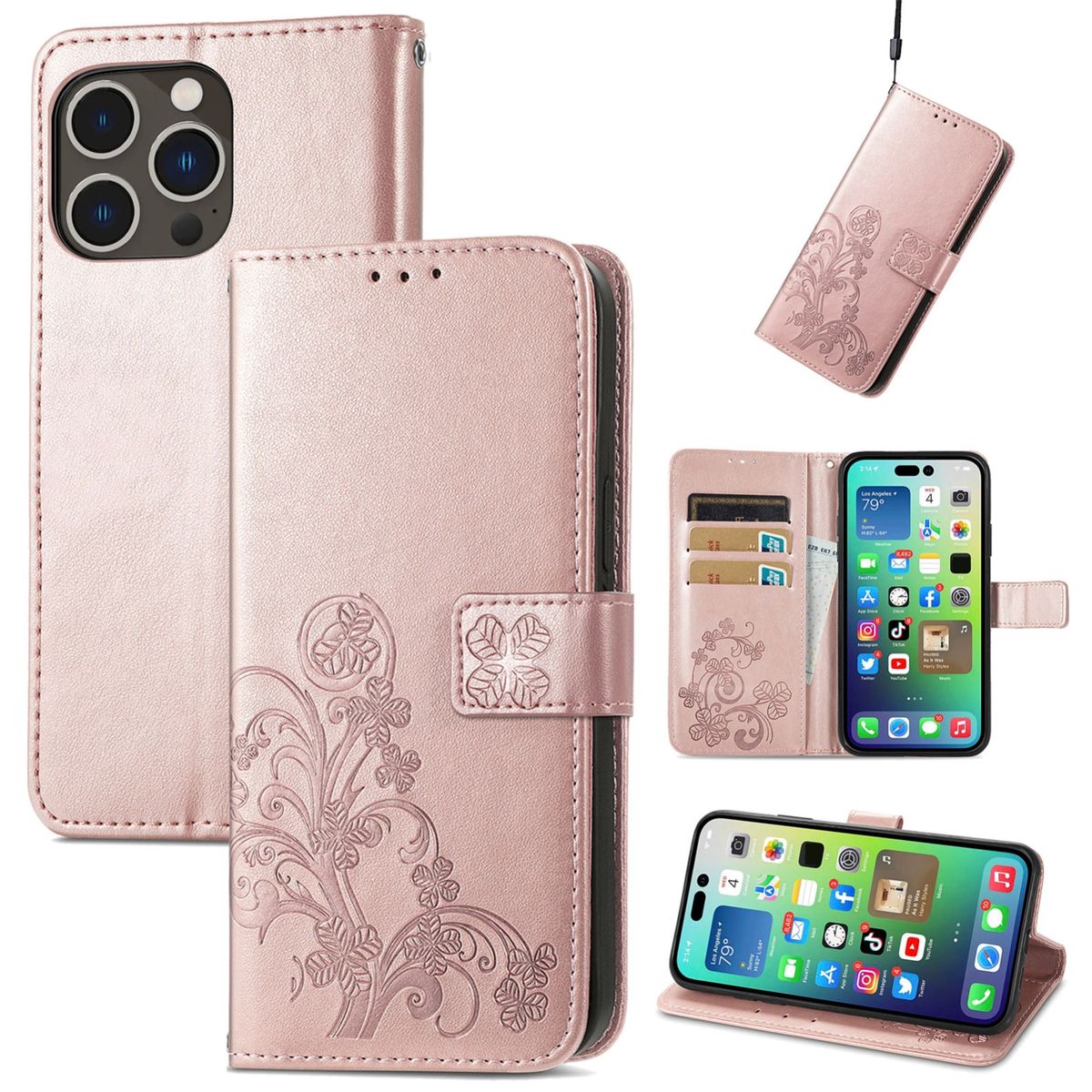 Hülle Handy Schutz für Apple iPhone 15 Pro Max Case Cover Klapp Tasche Wallet