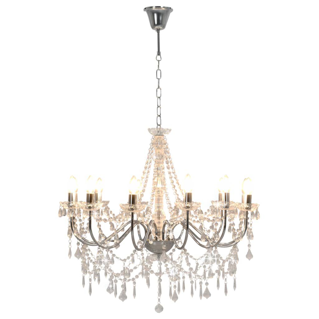 vidaXL Kralenkroonluchter Zilver 12 E14 Lampen