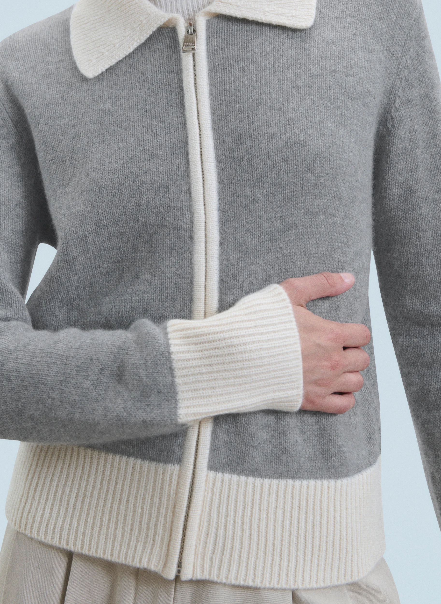 Gilet zippé en cachemire | Gris