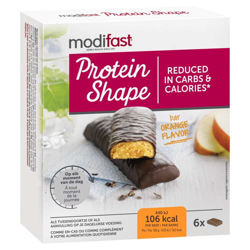 6x Modifast Protein Shape Reep Pure Chocolade & Sinaasappel6 x 31 gr