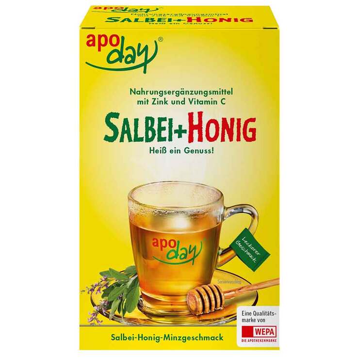 Apoday heißer Salbei + Honig + Vitamin C + Zink Pulver, 10X10 g