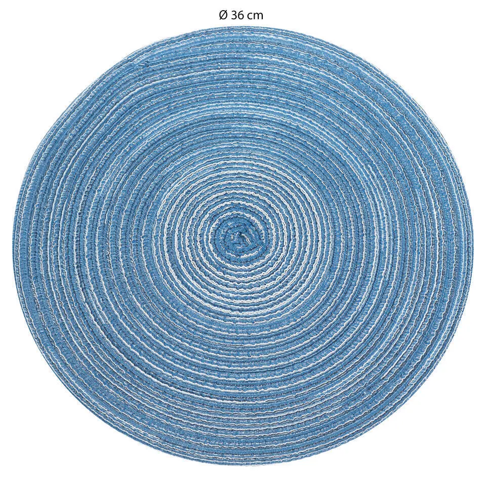 Krumble Placemat rond - Blauw/grijs - Set van 6
