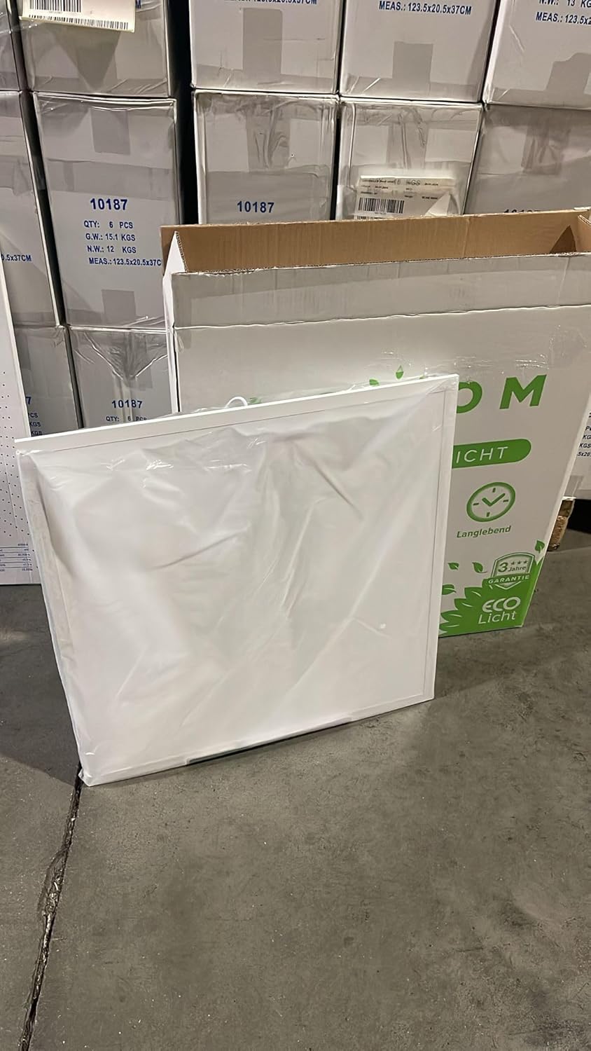 LED Panel 62x62-6er Pack LED Deckenpanel Tageslicht 6500K 4000lm Deckenleuchte Rasterdecke Einbauleuchte Deckenlampe Einbau Platten Rasterlampe (Kaltweiß)
