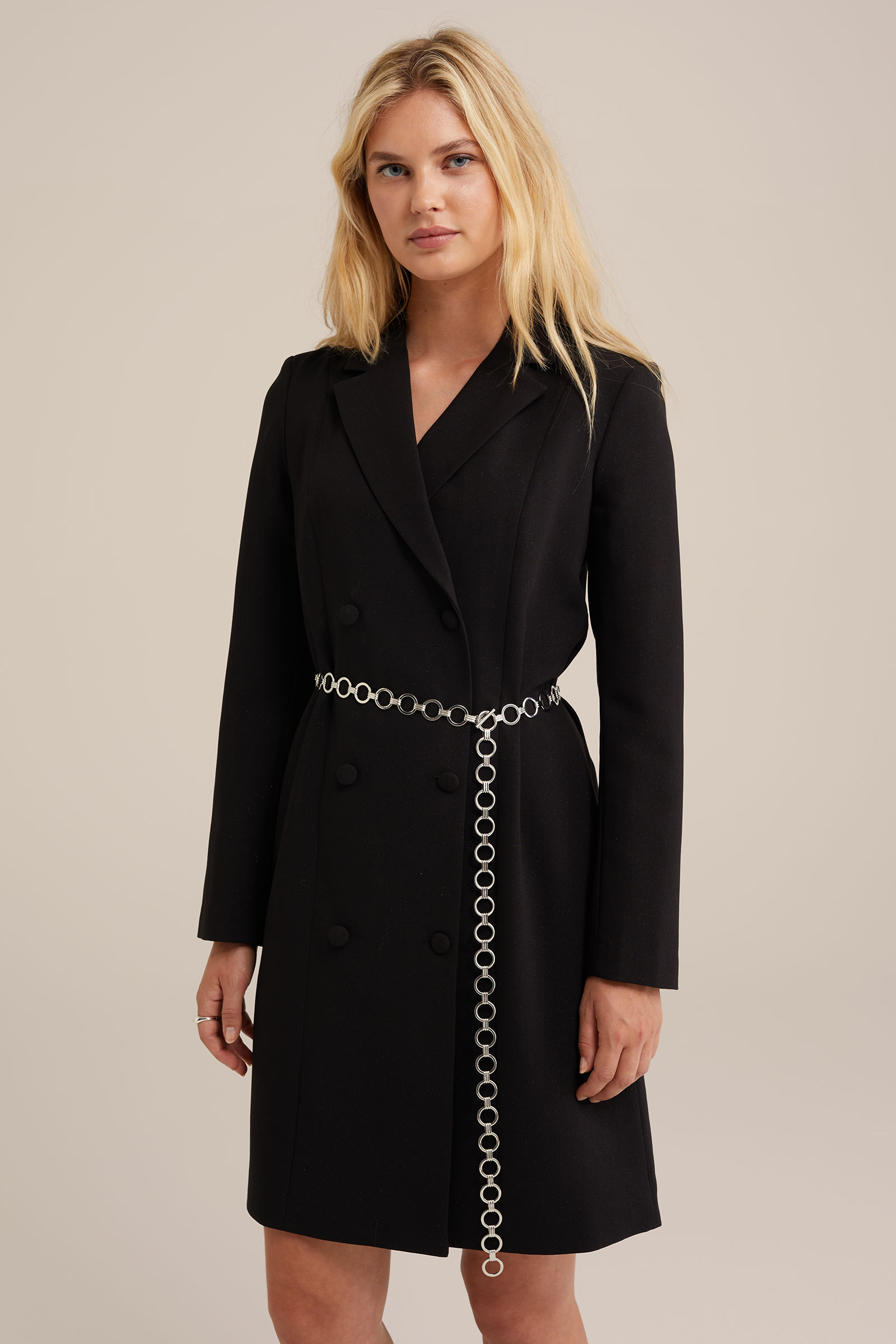blazerjurk met glittergaren WE Fashion Zwart