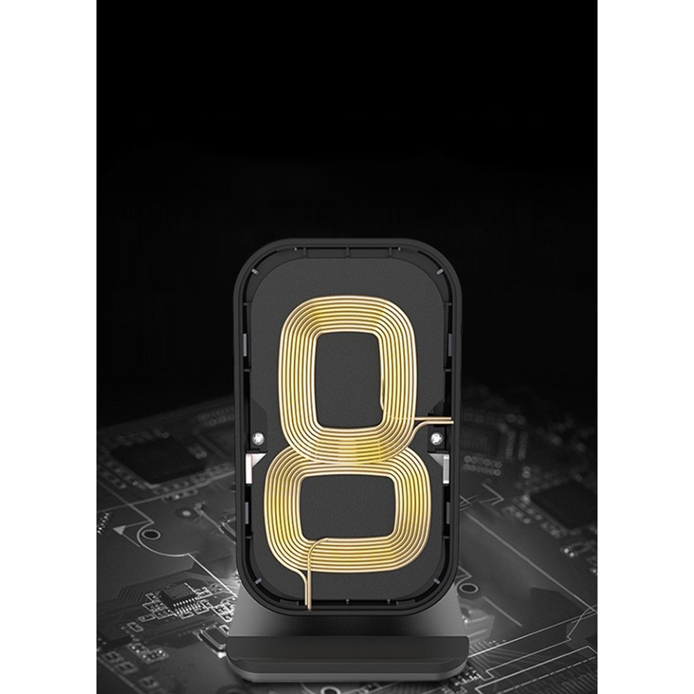 (15W) Qi Wireless Charger Induktions Fast Charge Ladegerät Halterung Ständer - Schwarz / Silber