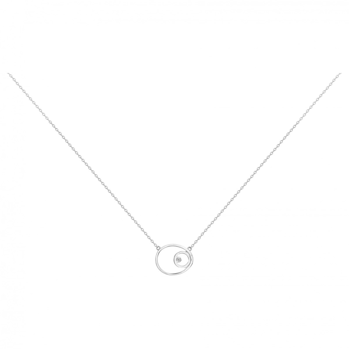 Collier mono-motif en Argent avec oxyde de zirconium blanc