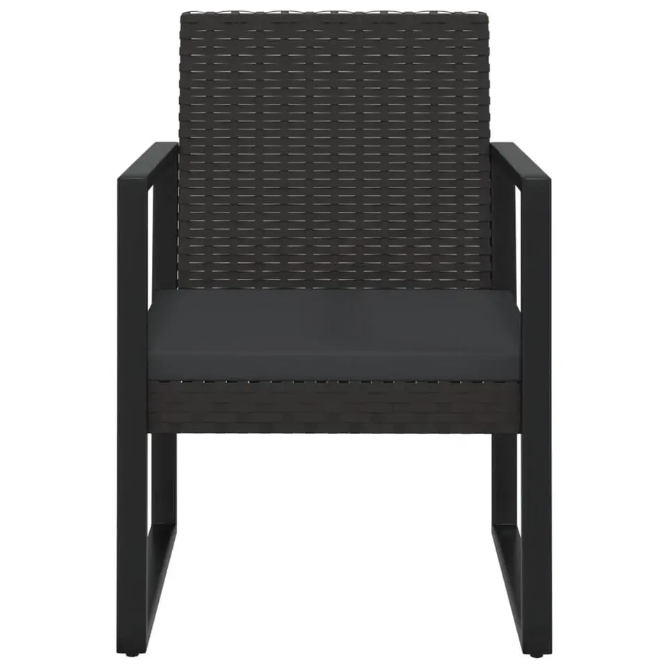 vidaXL - Loungeset - Zwart - Poly rattan - 3 stuks - Met kussens