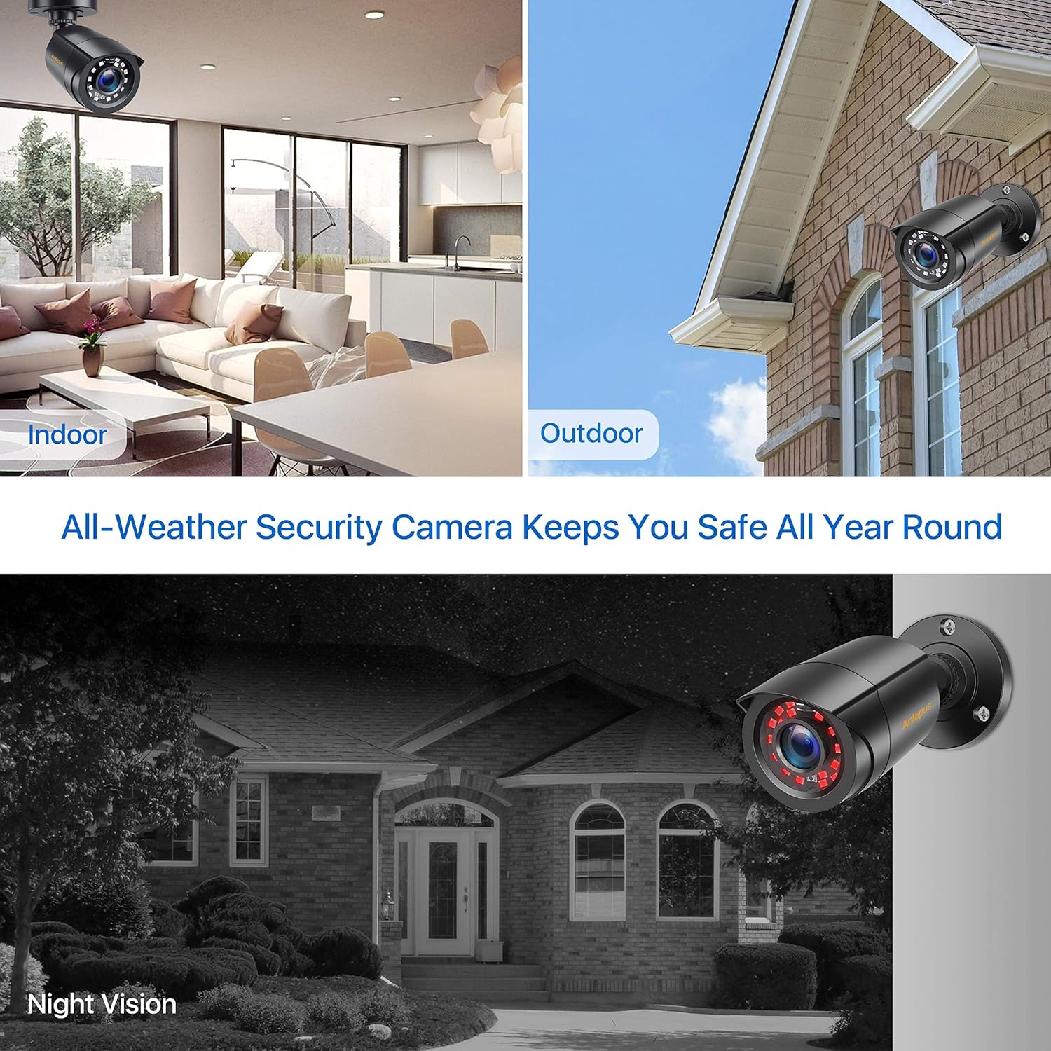 Anlapus 1080P Außen Video Überwachungssystem 8CH H.265+ DVR mit 4x 2MP Kamera ohne Festplatte für Haus Überwachung 20M IR Nachtsicht, App + Email Alarm bei Bewegungen
