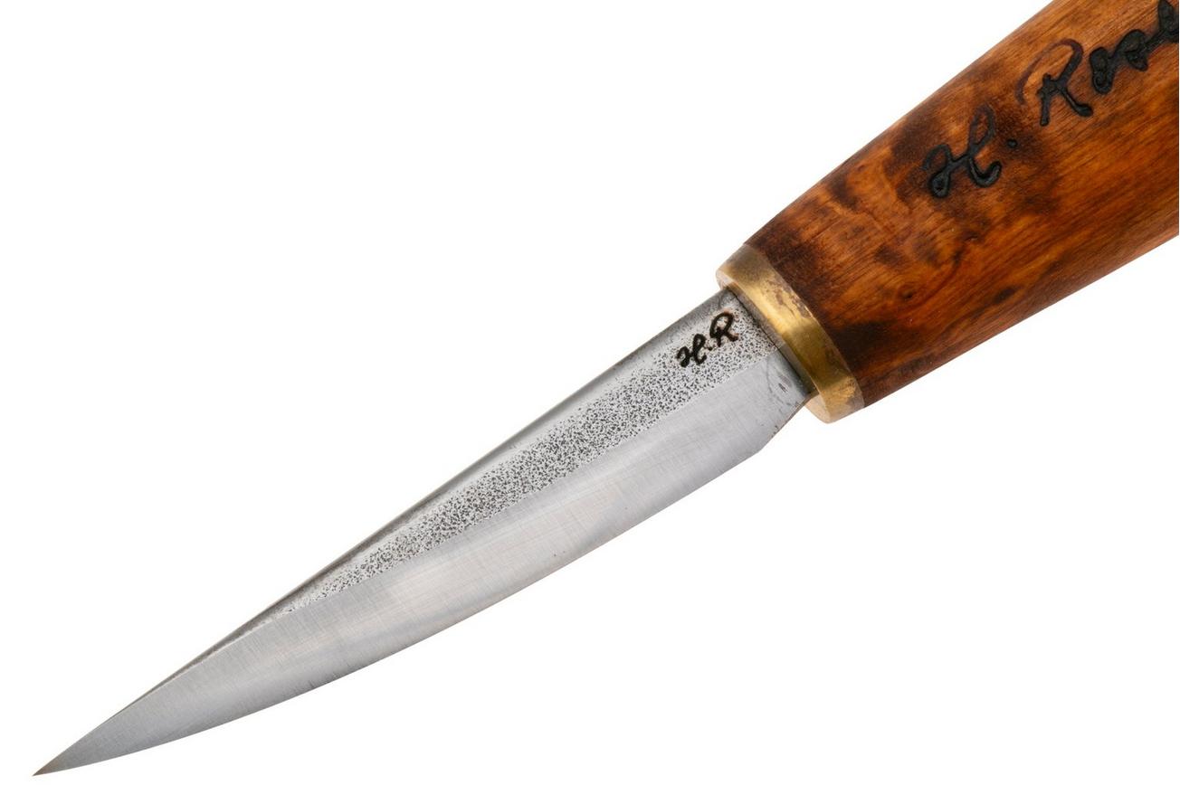 Roselli Carving Knife Short RIR113 Carbon Steel, Curly birch, houtsnijmes