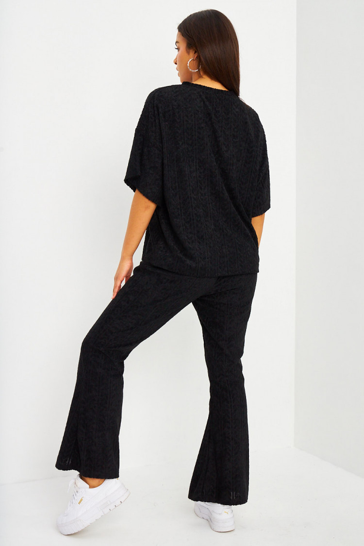 Ensemble 2 pièces t-shirt + pantalon loungewear noir